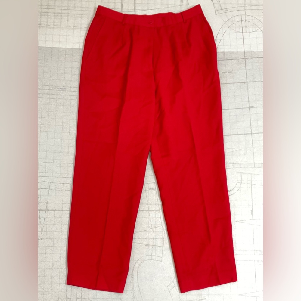 Appleseed's Petite Women's Trousers Red Pull-On 100% Wool Lining pants Sz 16P